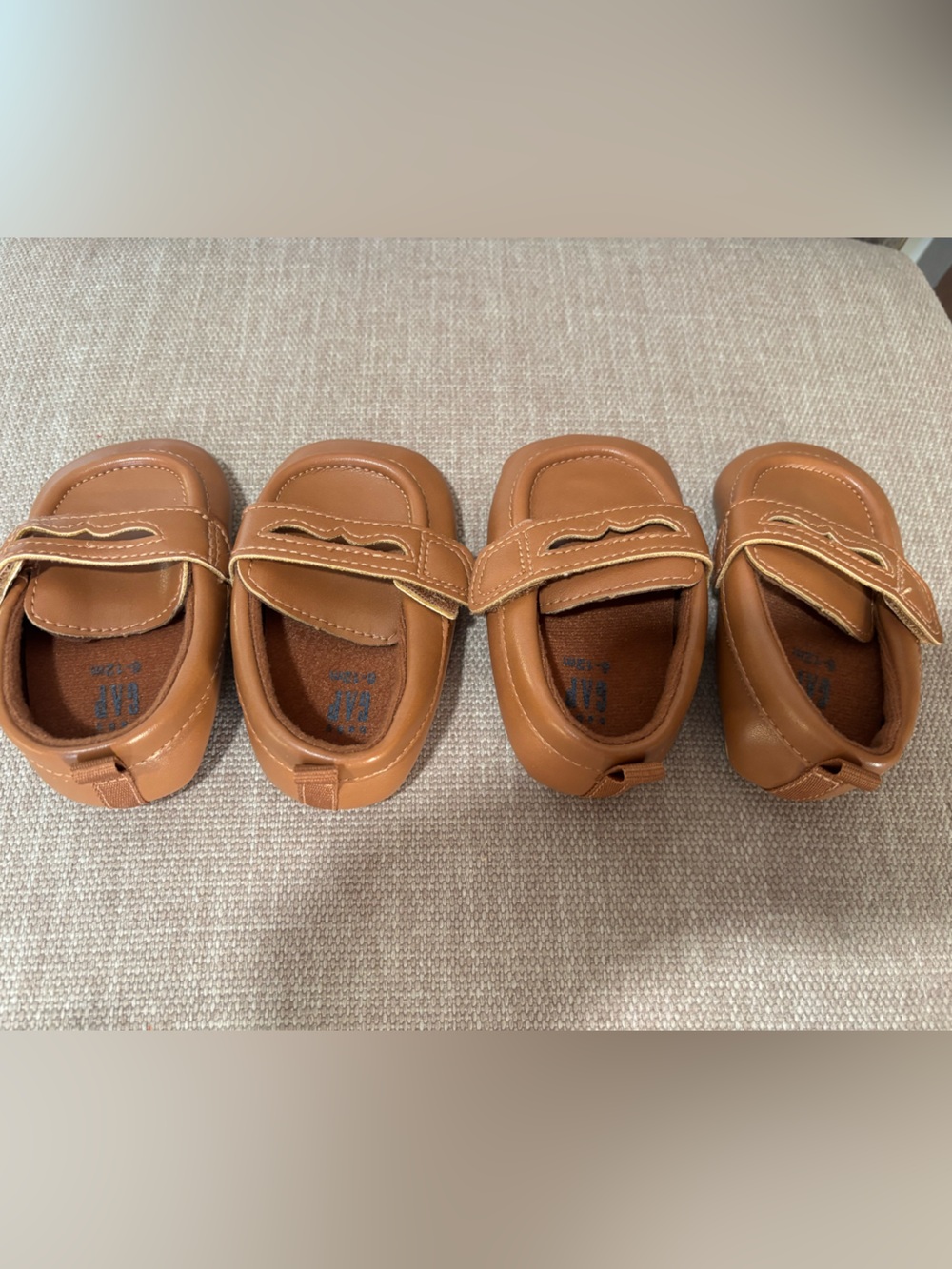 Twin**set of2 Tan Kids Velcro loafers Shoes -Classic Casual Slip-Ons BABY GAP
